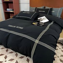 Bedding Set Designer bedding sets Light luxury washing cotton wool four-piece four seasons general simple embroidery bedding single dormitory three-piece set