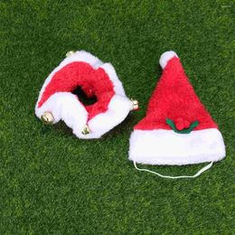 Dog Apparel Cat Xmas Scarf And Santa Hat Set- Adorable Christmas Costumes Holiday Party Dressup