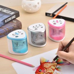 Sharpeners Automatic Pencil Sharpener Twohole Electric Touch Switch Pencil Sharpener for Colored Pencils Stationery Office School Supplie