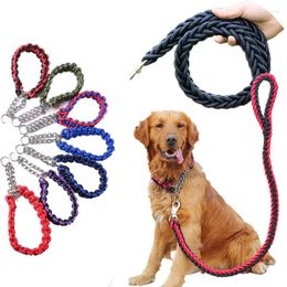 Dog Collars Heavy Collar Leash Set 8-Strand Rope Braiding Lead Tope Golden Retriever German Shepherd Medium Large Training Supplies