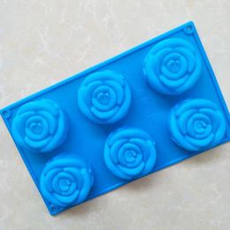 Baking Moulds 6 Holes Rose Shape Silicone Cake Mold 3D Chocolate Cupcake Fondant Candy DIY Christmas Tools E887