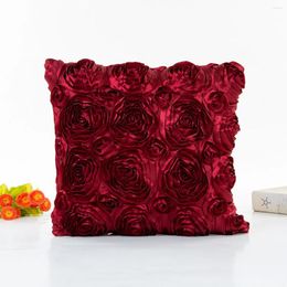 Pillow Wedding Pure Colour Silk Ribbon Embroidered Rose Set Home El Decoration Manufacturers Wholesale