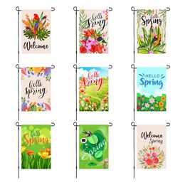 Happy Spring Garden flag courtyard welcome Hello spring flower bird yard flag Linen material P304