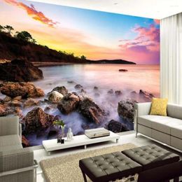 Wallpapers Setting Sun Sea Stone View Wallpaper Mural Home Art Decor Paper Rolls Murals Contact Nature Papers
