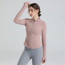 Active Shirts Western Women Full Zip Yoga Top Workout Jacket Long Sleeve Sports Fashion Korean Gym Shirt Activewear With Thumb