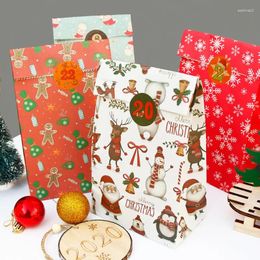 Gift Wrap 24set 12x7.5x23cm Christmas Bag Snowflake Paper Candy Snack Stickers Packaging