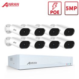 System ANRAN Surveillance POE 5MP Video Security System DVR recorder H.265+ Surveillance Kit Outdoor Weatherproof CCTV Camera System