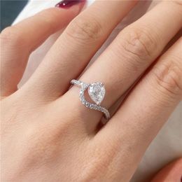 pear diamond band rings for women 925 sterling silver designer ring woman pink blue 5A zirconia luxury jewelry daily outfit girlfriend valentines day gift box size 6-9