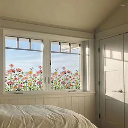 Window Stickers 1pc Floral Film France Style Pastoral Blossom Glass Sticker Static Cling Decorative Decal Bedroom Living Room Decor Mural