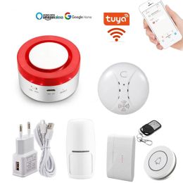 Kits Tuya Smart Strobe Flash Siren Horn Home Safety Prevention Alarm Wireless 433Mhz Host with 100DB Big Sounds to Threaten Thief