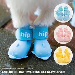 Dog Apparel 4Pcs/Set Adjustable Pet Shoes Soft Silicone Anti-Scratch Cat Foot Cover Boots Grooming Supplies For Home Bath