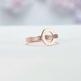 Wen Jian Roman Digital Luxury Product Titanium Steel Plated Rose Women's Fashion Korean Edition Personalised Index Finger Ring Colour Gold