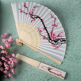 Decorative Figurines Cherry Blossom Fans Chinese Japanese Plant Pattern Art Craft Gift Home Ornaments Dance Bamboo Folding Hand Fan