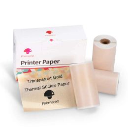 Paper 3 Rolls/Box 50mm*3.5M Phomemo Gold Gliter Transparent SelfAdhesive Thermal Sticker Label Paper Phomemo M02/M02S/M02Pro Printer