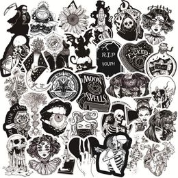 50pcsLot Gothic Stickers for Water BottleBlack White Skull StickersWaterproof Stickers Perfect for Laptop Phone Car Skate2952438