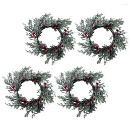 Decorative Flowers 4 Pcs Christmas Wreath Garland Rings Wreaths Decorations Hanging Pvc Wedding Table