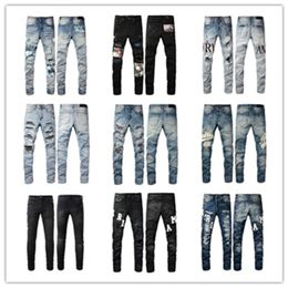 Nya jeans ankomster herr lyxdesigner denim jeans byxor hål byxor biker herrkläder heta sälj 2024-088