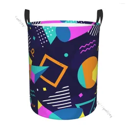 Laundry Bags Basket Storage Bag Waterproof Foldable Geometric 80s Style Dirty Clothes Sundries Hamper Home Supplies