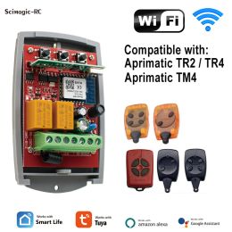 Control 2CH Tuya Wifi Garage Door Remote Control Receiver for APRIMATIC TR2 TR4 TM4 TXM 433.92MHz Rolling Code Switch Module Alexa