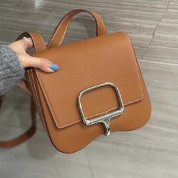 High definition leather designer bag Familys Bottom Bag Vertical Epsom Pore Palm Pattern Cowhide Single Shoulder Handbag Trendy