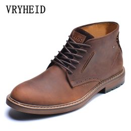 Boots Vryheid 2023 New High Quality Men's High Boots Plus Veet Shoes Large Size Shoes Men Genuine Leather Bushacre 2 Chukka Boots