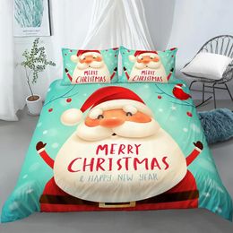 Bedding Sets 2024 Christmas Set Santa Claus Duvet Cover With 1/2Pcs Pillowcase Comforter Home Textiles Gift For Kids