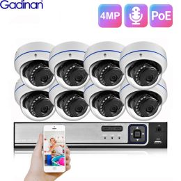 System Gadinan 4MP Camera P2P Video Surveillance Set Metal Outdoor IP66 waterproof POE Dome Outdoor IP Camera CCTV Security Kit System