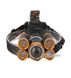 T6 XPE Aminum alloyTPU Golden LED Headlamp front head lamp 18650 Rechargeable Battery tool box Head Light45216251793330