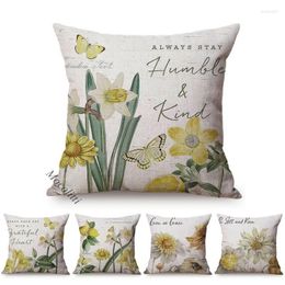 Pillow Elegant Florals Luxury Home Decoration Throw Case Sunflower Butterfly Vintage Poster Sofa Chair Cover Cojines