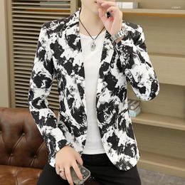 Men's Suits Fashion Trend Casual Print Blazers For Men Long Sleeve Slim Fit Spring Quality Soft Comfortable Streetwear Terno Masculino