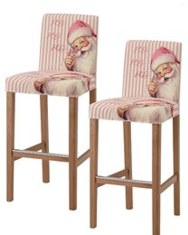 Chair Covers Christmas Santa Claus Snowflake Flowers Bar Stool Cafe Office Slipcovers Removable Seat Cover For Pub