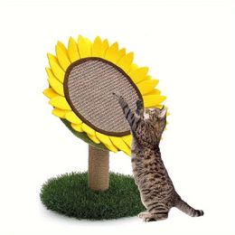 Sunflower Cat Climbing Frame Grinding Paws Scratching Board Sisal Scratcher Column Pet Furniture Supplies cat toy 240320