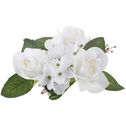 Decorative Flowers Artificial Garland Rings Rose Hanging Wreath Desktop Decor White Wedding