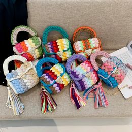 Ladies Casual Bag Handwoven Shopping Bag Fashion Soft Shoulder Diy Handbag Selfwoven Homemade Crochet Bag 240320