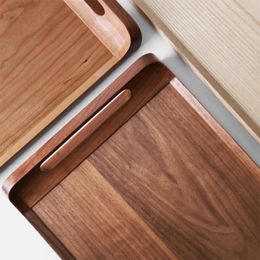 Tea Trays Japanese Walnut Solid Wood Binaural Breakfast Table Kitchen Decorative Serving Board Portable Dual-use Plates For Food