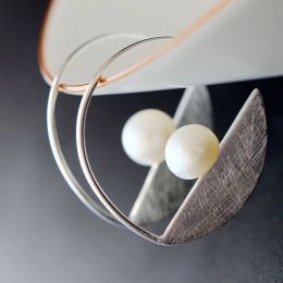 Earrings BOCAI 100% S925 Sterling Silver Ear Drop for Women Natural Pearl Fashion Thai Silver Jewellery Pure Argentum Earrings For Women