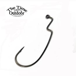 Fishhooks TheTime VJ71 Jig Hooks #2#1/0 Barbed Texas Rig Hook 100pc High Carbon Steel Worm Crank Hook Jig Fishhook Saltwater Carp Fishing