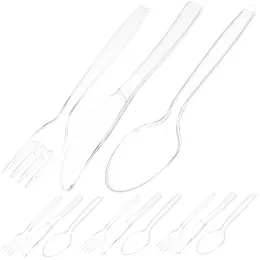Forks Disposable Knife Fork Spoon Party Cutlery Kit Plastic Silverware Portable Tableware Dessert Single Time Server Wedding