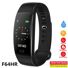 Wristbands F64HR Smart Bracelet Men Women Heart Rate Blood Pressure Sleep Monitoring Pedometer Waterproof Smart Watch Sports Fitness Band