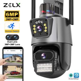 Cameras 8MP 4K Wifi IP Camera Dual Lens Dual Screen Outdoor PTZ Security Cam 4MP CCTV Video Surveillance Auto Tracking NVR Bluetooth