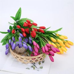 Decorative Flowers Artificial Plants Purple Wine Red Magnolia Flower Bud Yellow Small Home Garden Decorate