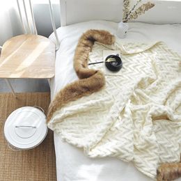 Blankets Nordic White Knitted Blanket Winter Warm Sofa Throw Travel TV Nap Soft Twist Design Thicken Tapestry Decoration