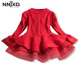 Xmas Winter Autumn Girl Dress Children Clothes Kids Dresses For Girls Party Dress Long Sleeve Knitted Sweater Toddler Girl Dress M1447334