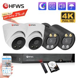 System HFWVISION 4K 8MP Video Surveillance Kit Poe Camera Nvr Set 8ch Security Camera System