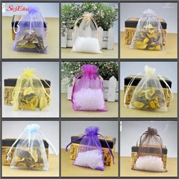 Gift Wrap 100pcs Organza Bags Drawable Wedding Display Packaging Jewelry Pouches Large Tulle