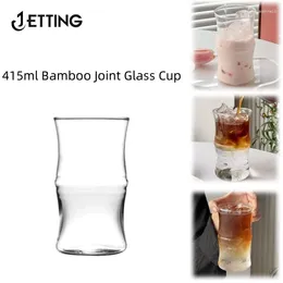 Wine Glasses 1PCS 415ml Bamboo Joint Glass Cup Transparent Coffee Mug Tea Juice Milk Water Drinkware Drinking