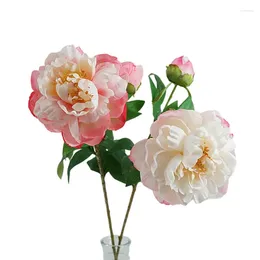 Decorative Flowers High Quality Simulation Peony Big Peonies Fake Flower Branch Artificial For Home Wedding Living Dining Room Decoration