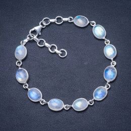 Bangles Natural Rainbow Moonstone 925 Sterling Silver Bracelet 6 3/48" Q2820