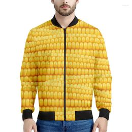 Men's Jackets Creative Food Crop Corn 3d Printed For Men Spring Autumn Sweatshirt Cool Street Personality Bomber Zipper Jacket Tops