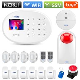 Kits KERUI W202 Alarm System Smart Tuya Home Security WIFI 2G GSM Home Wireless APP Remote Control 2.4 Inch Screen Burglar Alarm